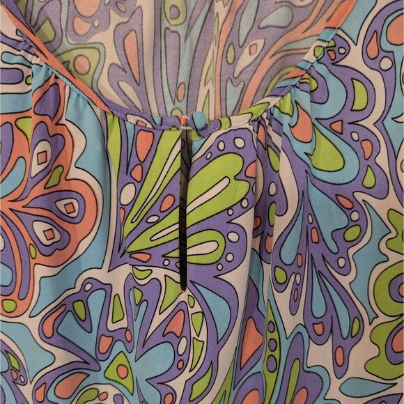 Groovy 60s 70s Multicolored Psychedelic Paisley Long Sleeve XL Tunic Hippie - Picture 8 of 12